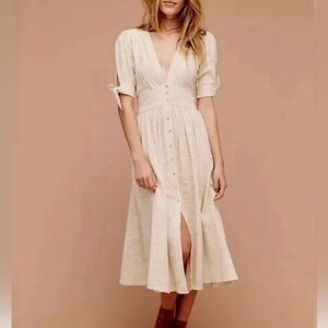 Free People Love of My Life Cotton Gauze Prairie Festival Midi Dress Ivory Small